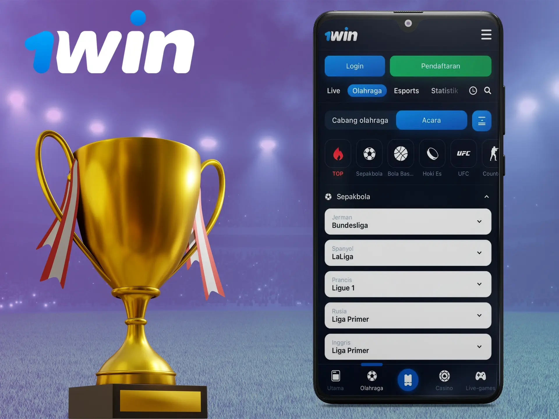 Pasang taruhan pada tim favorit Anda dan menangkan hadiah di 1Win.