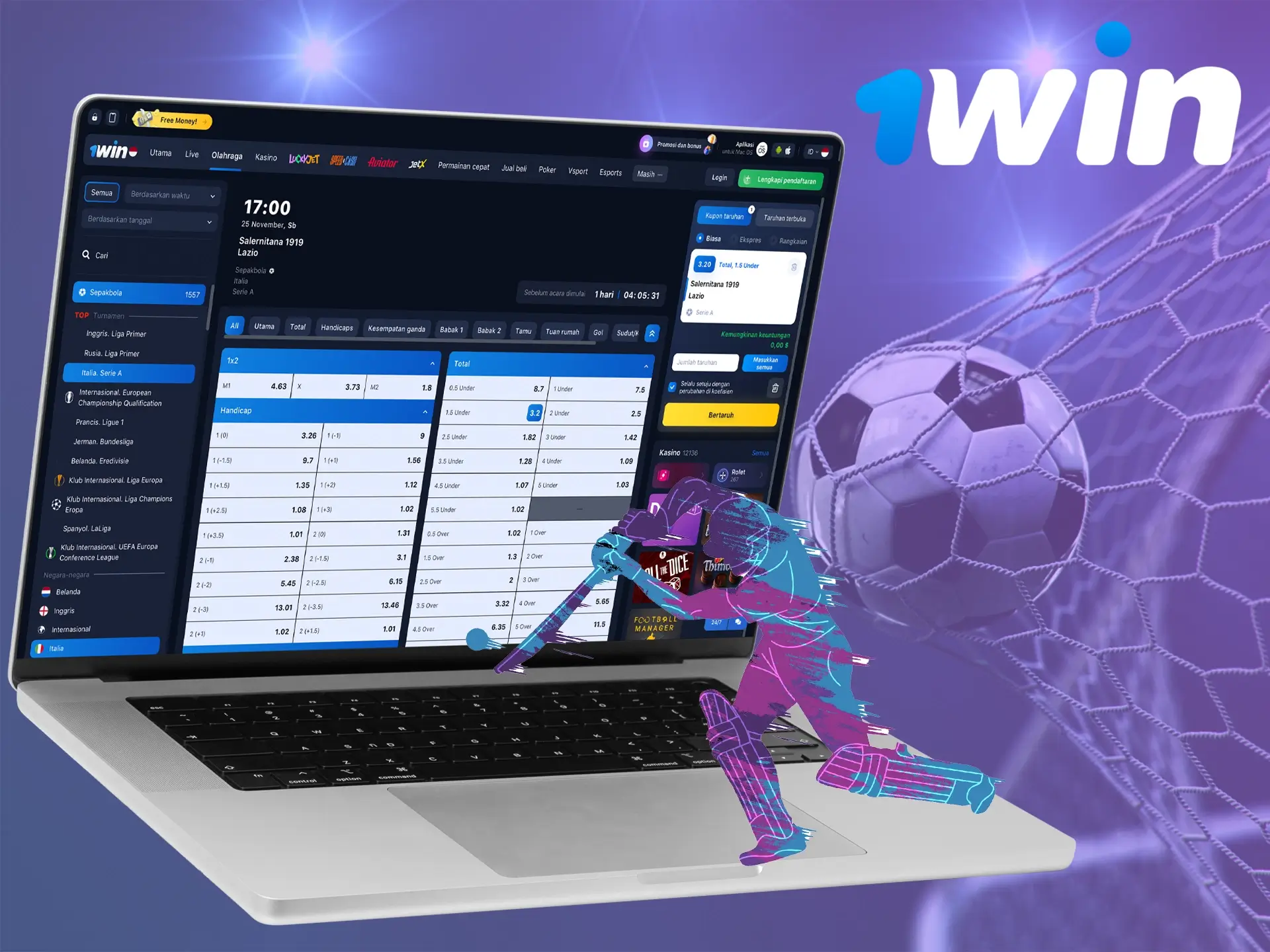 Bertaruhlah pada olahraga favorit Anda dan nikmati pengalaman bermain di 1Win.