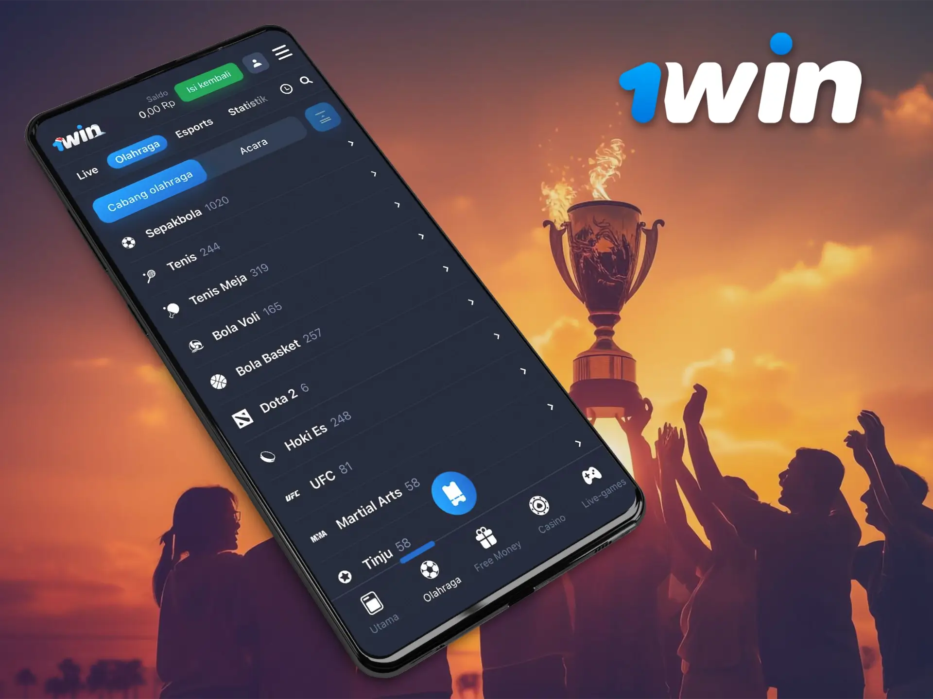 Unduh aplikasi 1Win di perangkat Anda dan dapatkan bonus untuk taruhan olahraga yang menarik.