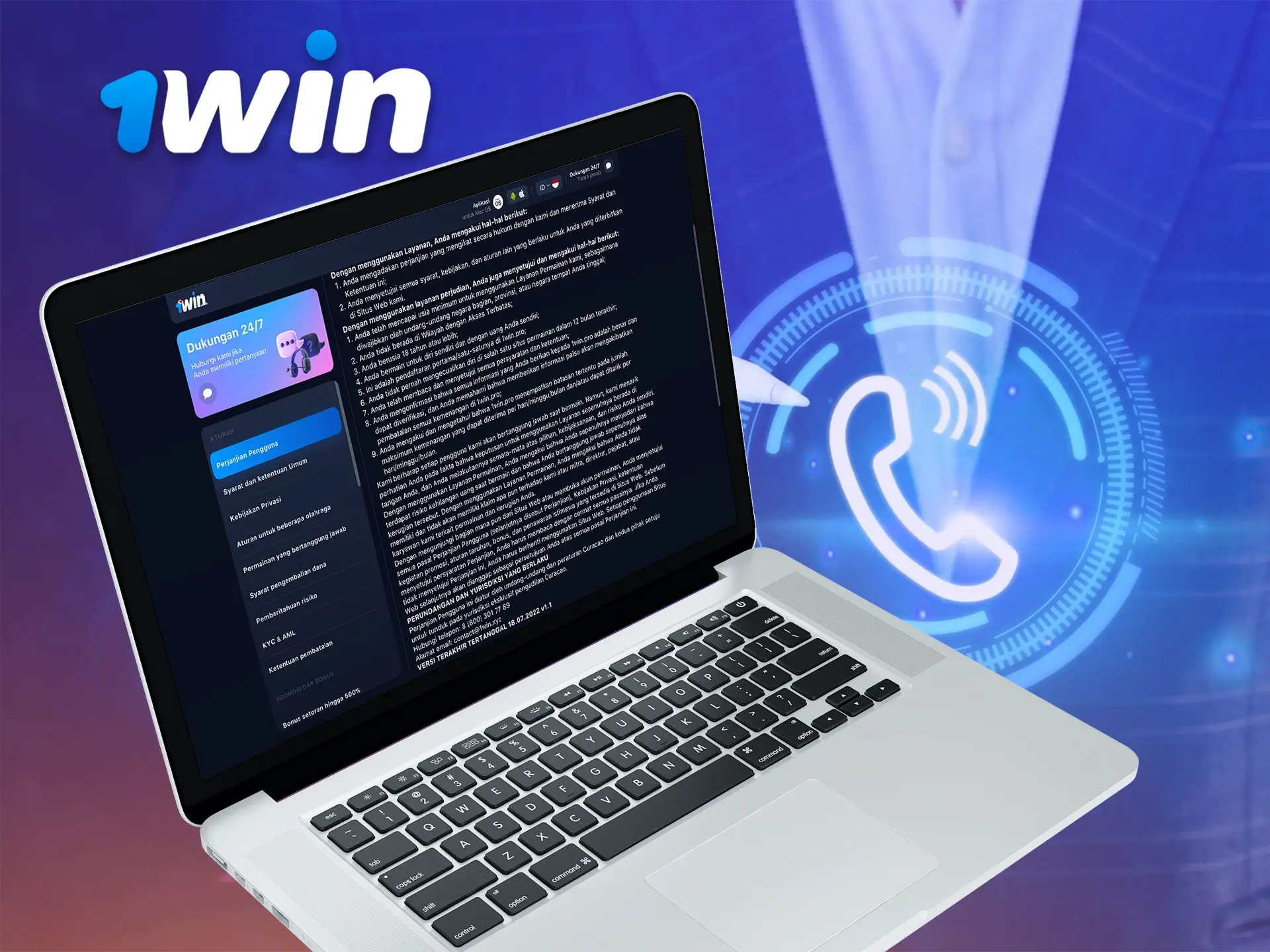 Dapatkan jawaban atas pertanyaan Anda dengan menghubungi tim 1Win melalui telepon.