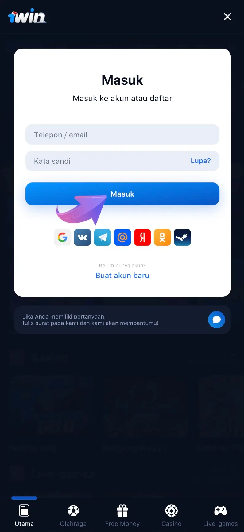 Arahkan ke bagian pembayaran. Di sudut layar, Anda akan menemukan tombol untuk melakukan deposit. Tautan untuk penarikan dapat ditemukan dalam menu akun Anda.